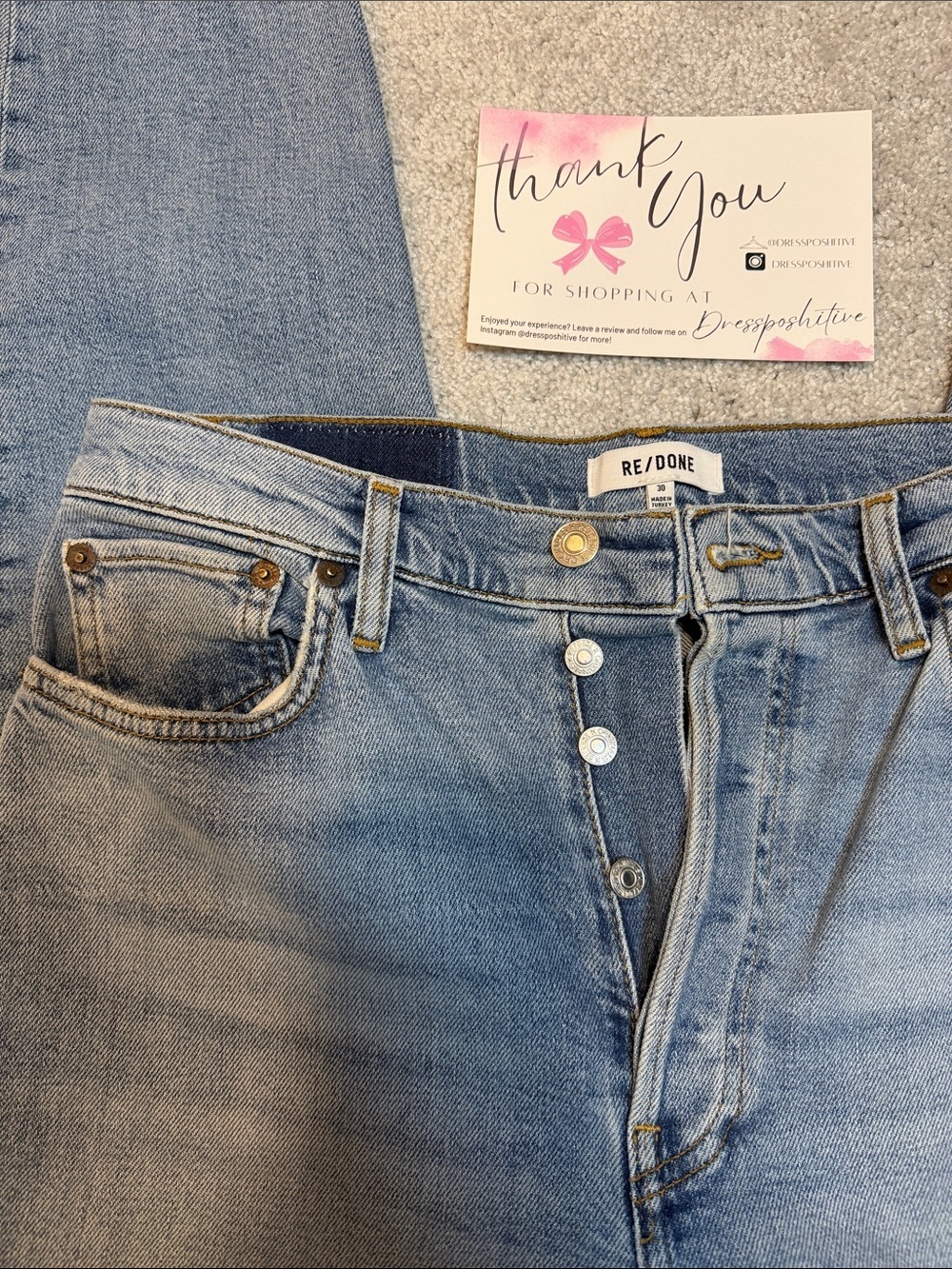 Re/Done 90s Highrise Ankle Crop Jeans in Light Blue Wash NEW w/tags - Picture 3 of 8